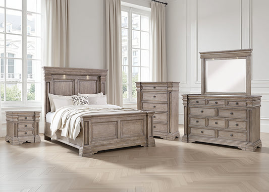 Blairhurst Queen Panel Bed with Mirrored Dresser, Chest and Nightstand