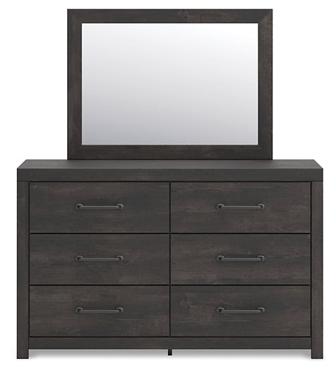 Hollivern King Panel Bed with Mirrored Dresser