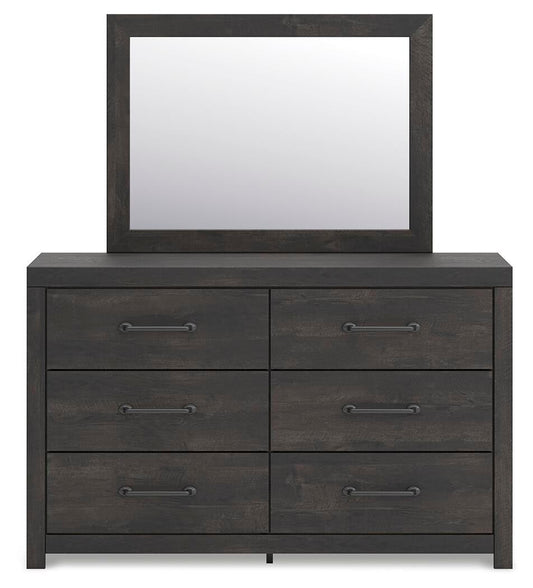 Delmorta Twin Panel Storage Bed, Dresser and Mirror