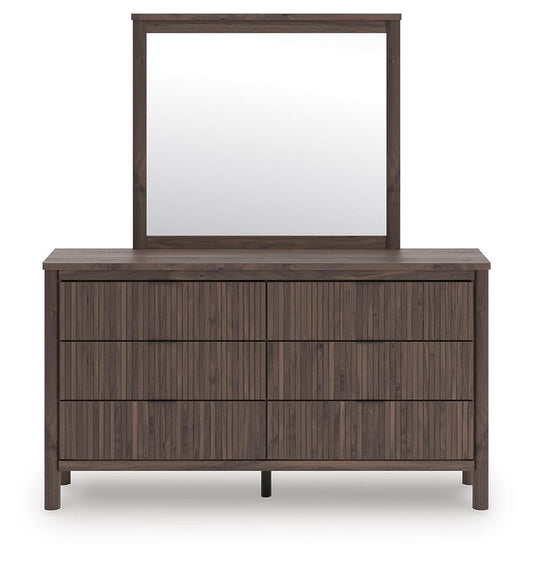 Cadmori Twin Upholstered Panel Bed, Dresser, Mirror and Nightstand