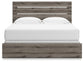 Graystorm King Panel Bed with Mirrored Dresser, Chest and Nightstand