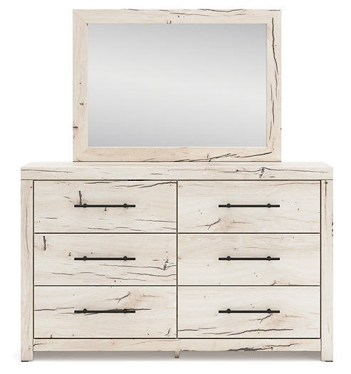 Lawroy Twin Panel Headboard with Mirrored Dresser