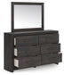 Hollivern Queen Panel Bed with Mirrored Dresser and Nightstand