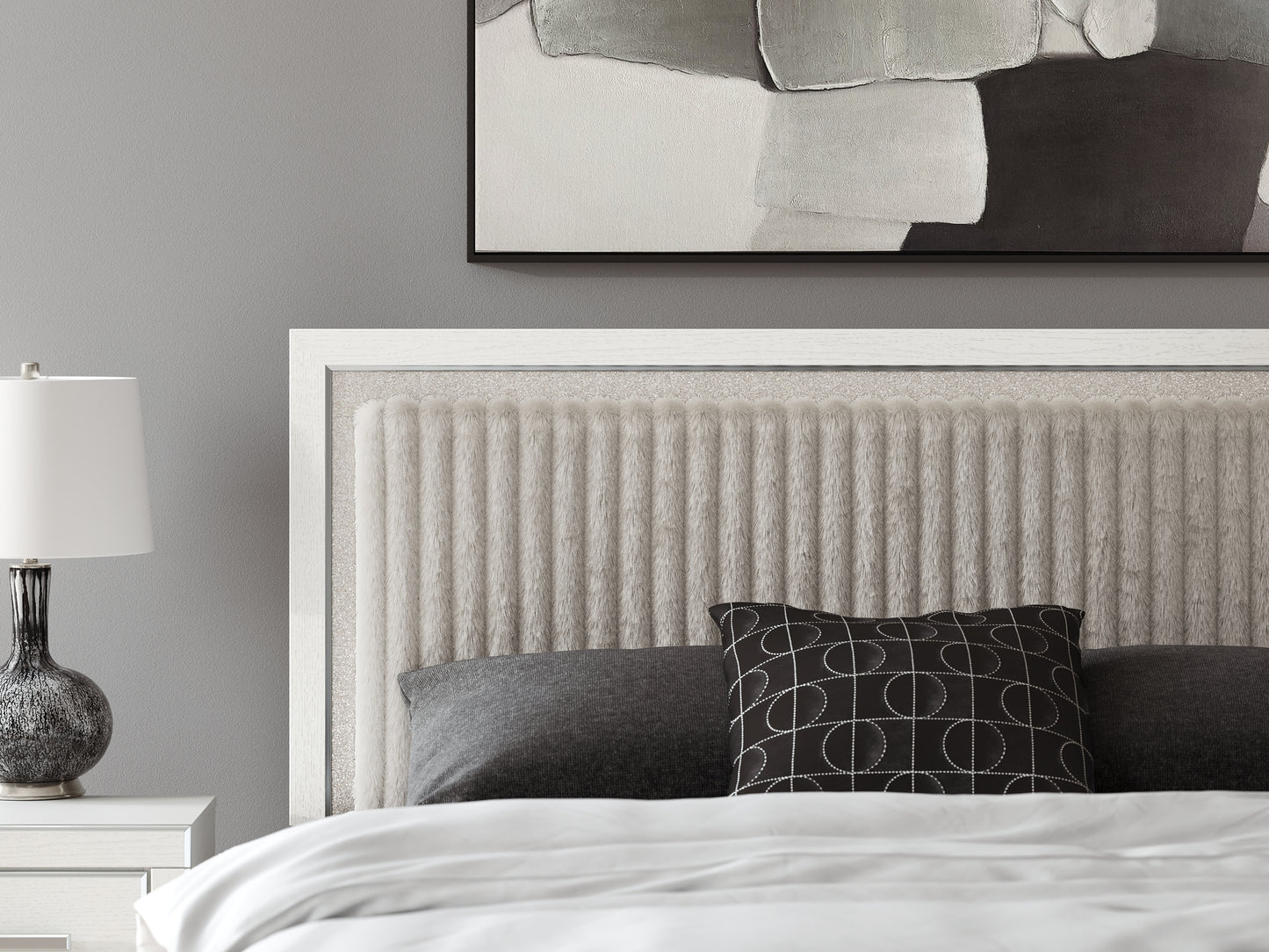 Zuraleus King Upholstered Panel Platform Bed