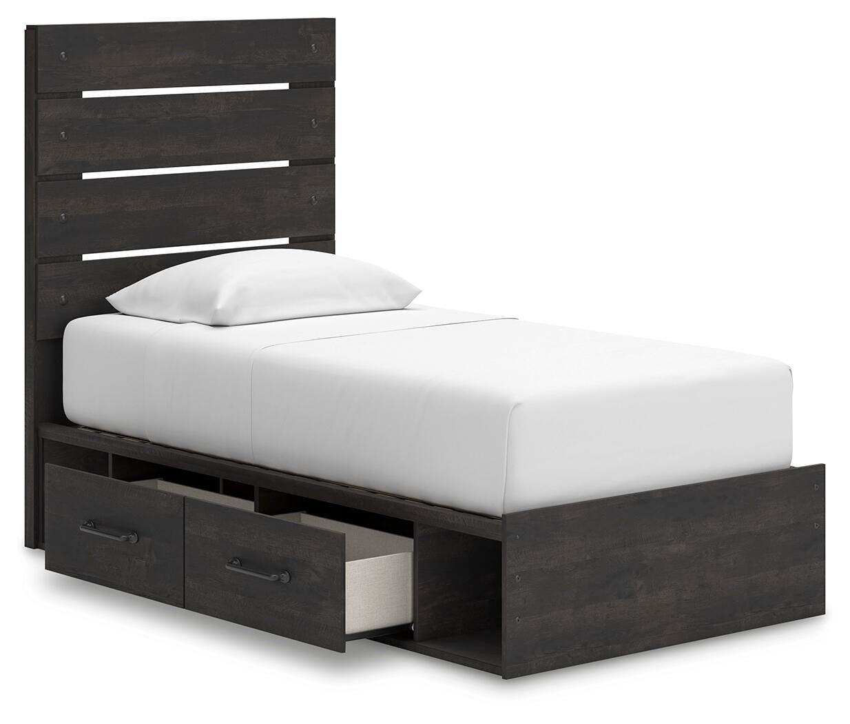 Hollivern Twin Panel Storage Bed, Dresser, Mirror, Chest and Nightstand