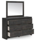 Hollivern Queen Panel Bed, Dresser, Mirror, Chest and Nightstand