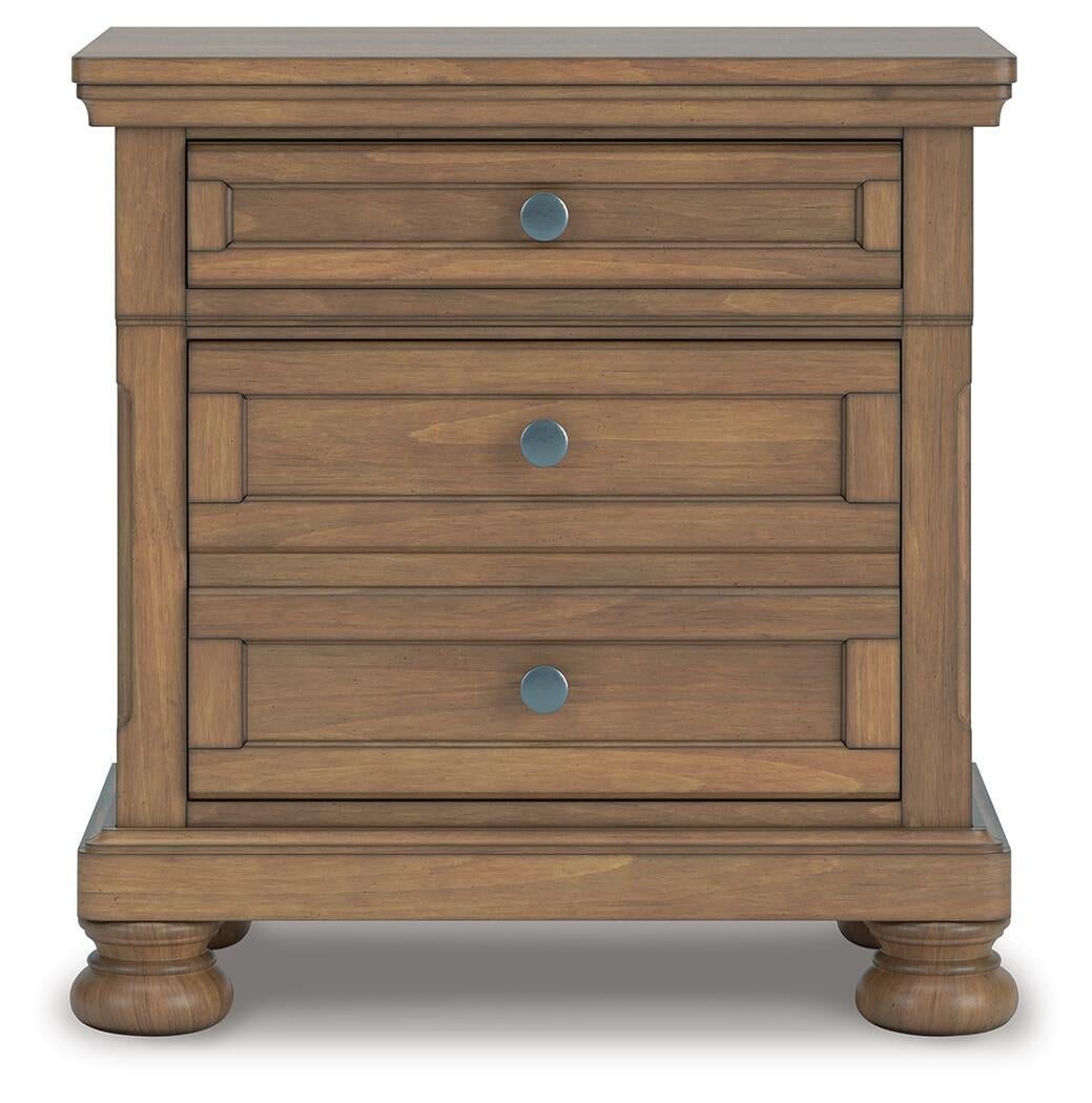 Feddinger Queen Storage Sleigh Bed with Mirrored Dresser, Chest and Nightstand