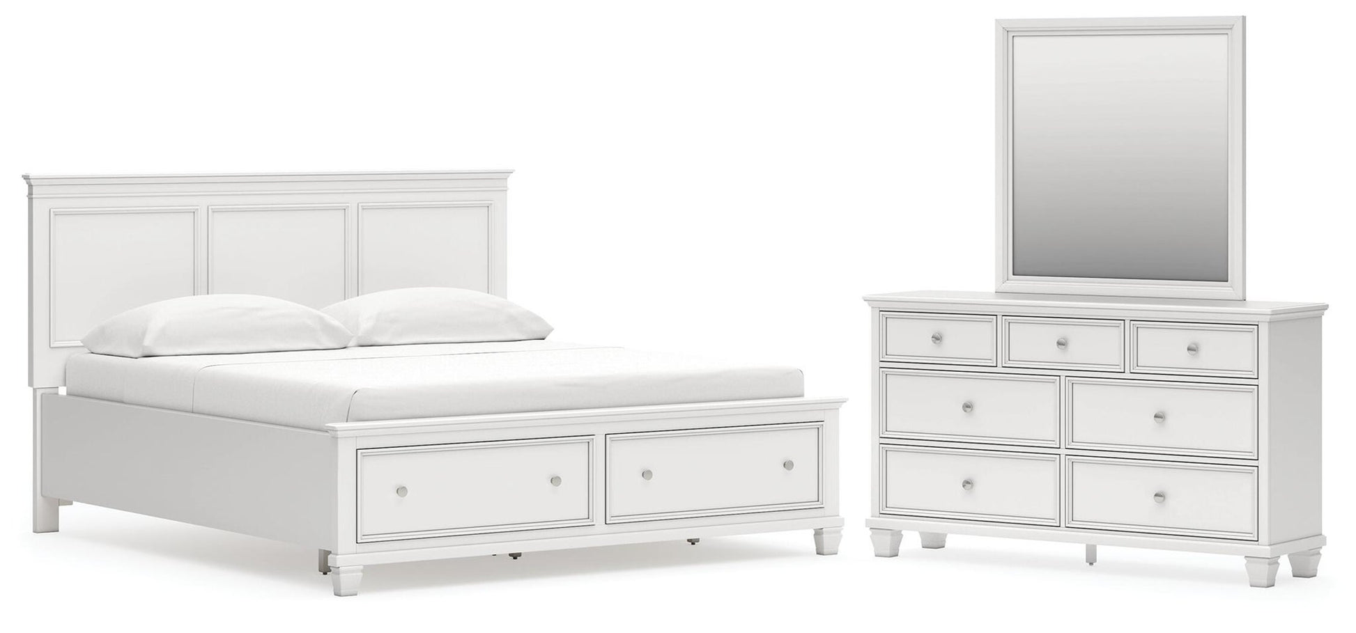 Fortman California King Panel Storage Bed, Dresser and Mirror – Southside Furniture