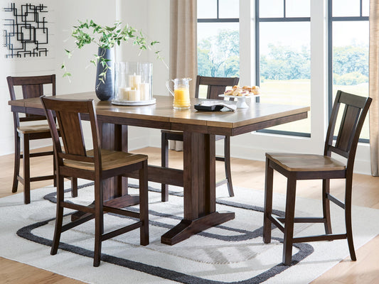 Anixburg Counter Height Dining Table and 4 Barstools