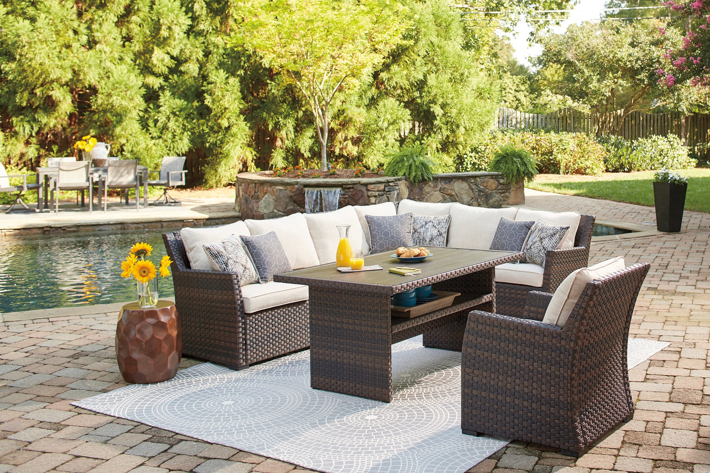Easy Isle 3-Piece Outdoor Sectional with Chair and Coffee Table