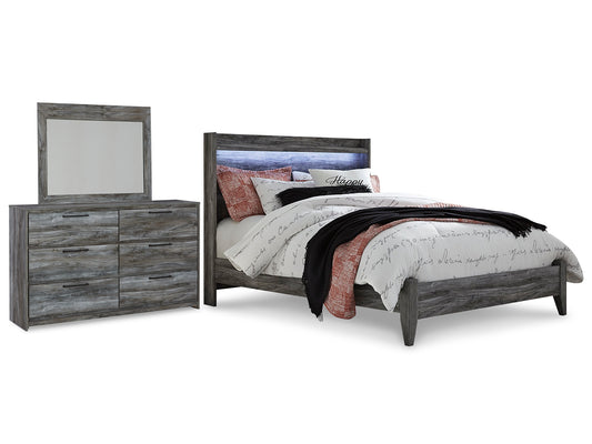 Baystorm Queen Panel Bed with Mirrored Dresser
