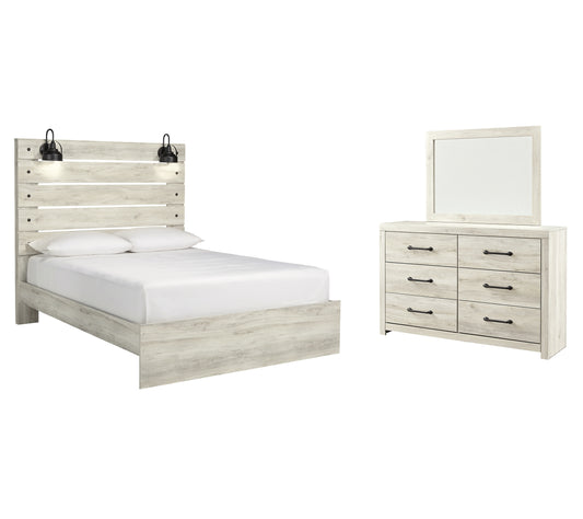 Cambeck Queen Panel Bed with Mirrored Dresser, Chest and Nightstand