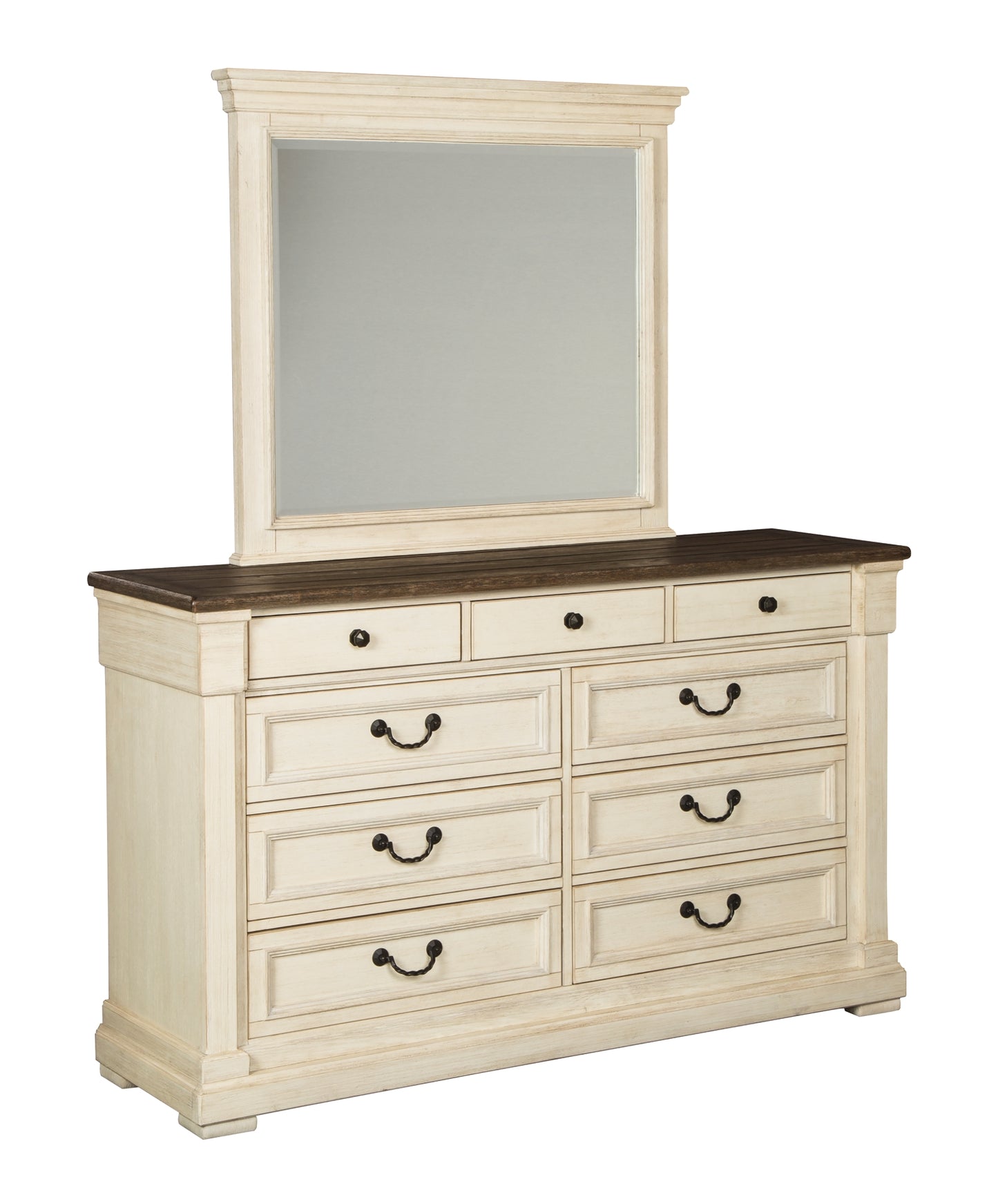 Bolanburg California King Panel Bed with Mirrored Dresser and 2 Nightstands