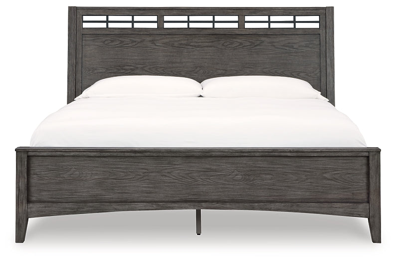 Montillan Queen Panel Bed with Mirrored Dresser