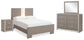 Surancha Full Panel Bed with Mirrored Dresser and Nightstand