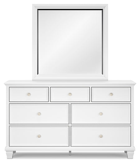 Fortman Queen Panel Bed with Mirrored Dresser and 2 Nightstands